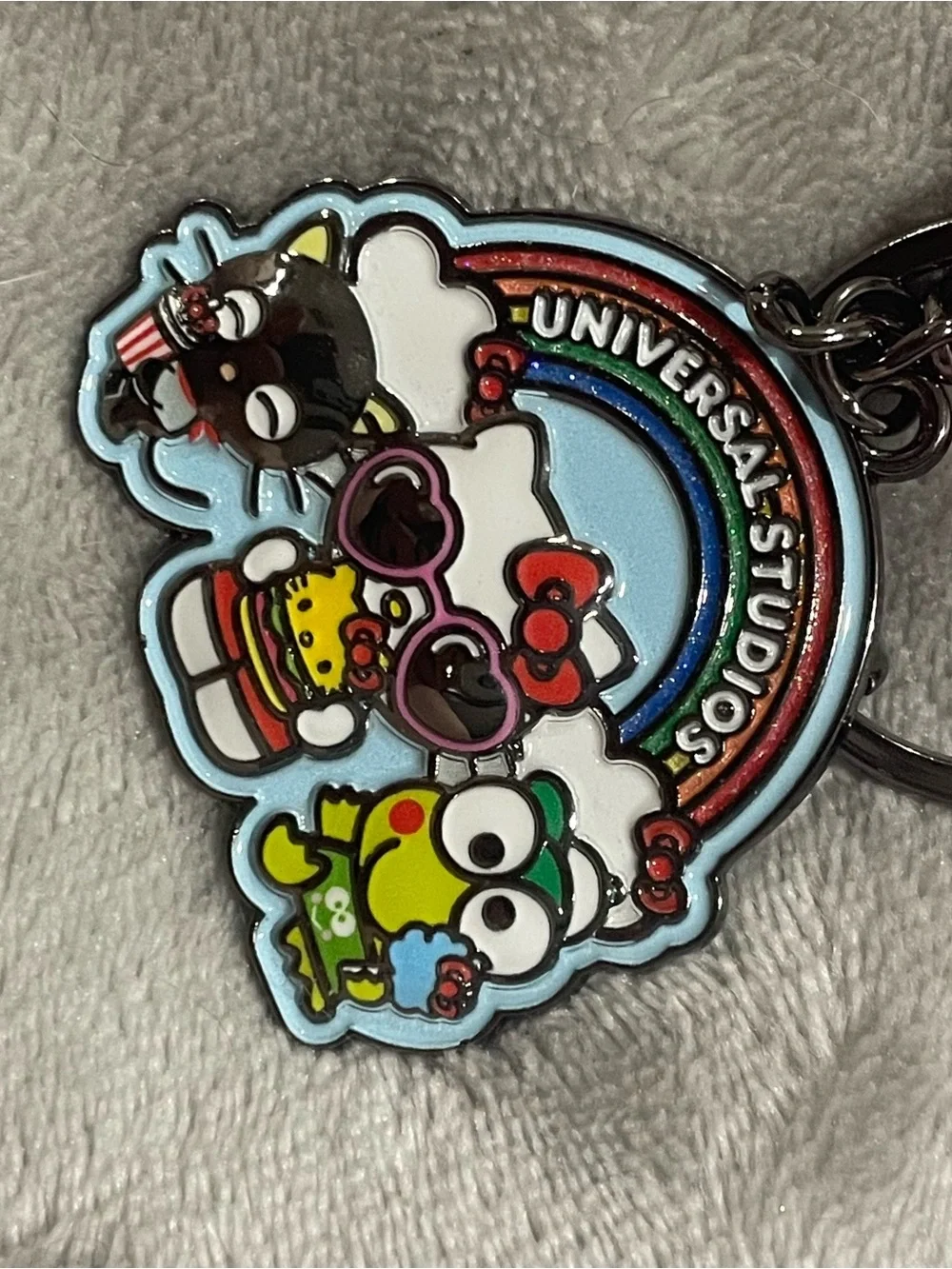 Sanrio Hello Kitty & Friends Keychain with Red Bow and Multicolor Charms